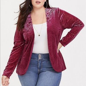 Torrid Red Burnout Velvet Blazer